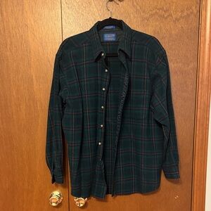Pendleton Dark Green Plaid Button Down Shirt